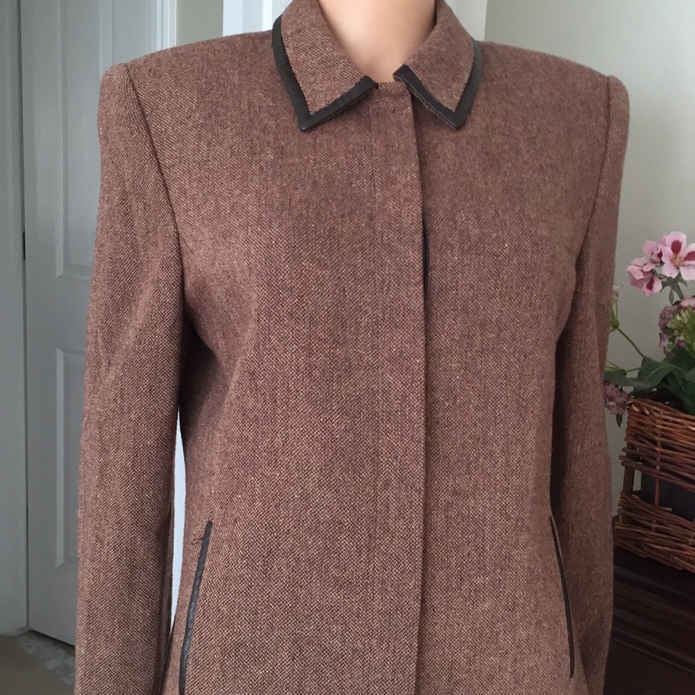 Vintage Kasper wool silk blended herringbone blazer - Picture 6 of 11